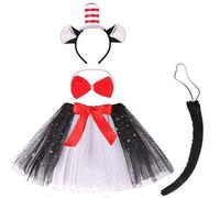 CARxlythic Child Crazy Cat Fancy Dress Costume 4 Pcs Set Birthday Carnival Party World Book Day Cat in the Hat Accessory