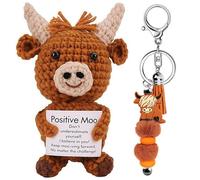 CARxlythic Highland Cow Plush Toy & Crochet Keyring - Positive Cute Funny Creative Emotional Support Cheer Up Keepsake Gift for Women Friends Students | Christmas
