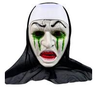 CARxlythic Scary Halloween Mask ，The Nun Creepy Latex Mask ，Horror Full Head Mask with Headscarf The Nun Dress up Cosplay Costume Masks Halloween Party Props for Adult and Kids