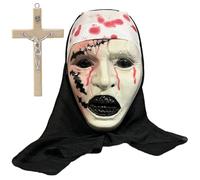CARxlythic Scary Halloween Mask ,The Nun Creepy Latex Mask ,Horror Full Head Mask with Headscarf The Nun Dress up Cosplay Costume Masks Halloween Party Props for Adult and Kids