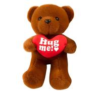 CARxlythic Teddy Bear Plush- cuddly soft toys 21-24cm White or brown Teddy Bear holding Red Heart with hug me written on it, Stuff Cuddle Toy Adorable Hugging Pillow for Kids