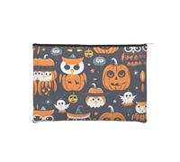 CarXs Halloween Owl Ghost Pumpkin Paper Reusable Cosmetic Bag â€“ Your Ultimate Organizer for Makeup Accessories, Travel Toiletries, Halloween Owl Ghost Pumpkin, One Size
