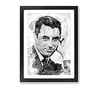 Cary Grant In Abstract Modern Art Framed Print | A3 Black Framed Wall Art | Ready to Hang | Abstract Fantasy Picture | Living Room Bedroom Lounge Office