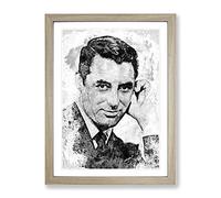 Cary Grant In Abstract Modern Art Framed Wall Art Print, Ready to Hang Picture for Living Room Bedroom Home Office Décor, Oak A3 (34 x 46 cm)