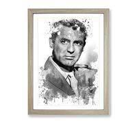 Cary Grant No.1 V3 Modern Framed Wall Art Print, Ready to Hang Picture for Living Room Bedroom Home Office Décor, Oak A2 (64 x 46 cm)