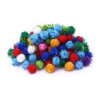 Carykon 1.5" Sparkle Balls My Cat's Favorite Toy Pom Pom Balls - 50 Pack