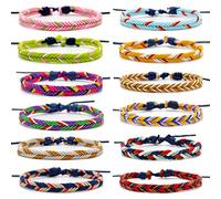 Carykon 12 PCS Friendship Bracelet Hand-Woven Cotton and Linen Adjustable Size 6-11 Inches Unisex Wisdom