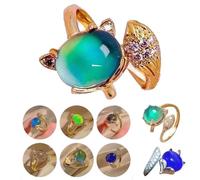 Carykon 2 PCS Mood Ring Fox Style Adjustable Finger Ring For Women 1 Gold + 1 Silver Ring