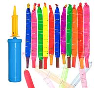 Carykon 200PCS Rocket Balloons with Pump Holiday Party Decoration Screaming Flying Whistle Balloons Mixed Colors