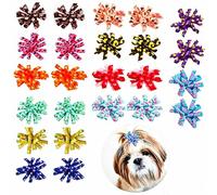 Carykon 24 PCS Multicolor Heart Shaped Spiral Hair Tie For Pets, Small Dog And Cat Bow Headband, Yorkshire Terrier Pomeranian Pet Grooming Accessory.