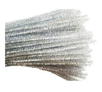 Carykon Pack of 100 Glitter Tinsel Creative Arts Pipe Cleaners - 12 Inch (Silver)