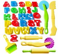 Carykon Set of 32 PCS Smart Dough Tools Kit with Models and Molds, Alphabet