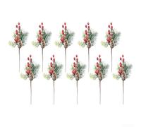 Carylozet 10-Pack Artificial Christmas Berry Branches for Holiday Decor - Plastic Holly Stems, 27.5 cm Length, Festive Wreath & Garland Accents, Indoor Table(HY24001-3)