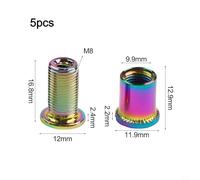 Carylozet 5-Pack Crankset Bolts for Mountain & Road Bikes - M8 Thread Steel Chainring Screws with PVC Electroplated Color Finish, Type S/M/L (2(L)