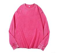 Carylozet 95% cotton 5% spandex, washed distressed finish, loose comfortable fit, long sleeve o-neck, casual daily wear