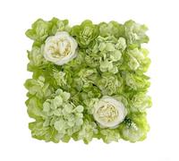 Carylozet Artificial Flower Wall Panel for Wedding Decoration - Silk Rose and Hydrangea Floral Backdrop, 40x40 cm, Dark Purple/Rose Red/Light Green/Purple Red,(light green)