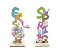 Carylozet Easter Wooden Table Sign - Bunny & Gnome Themed Tabletop Ornament with Spring Flowers and Carrots, Happy Easter Decor for Dining Table, Mantel, Entryway(A+B)