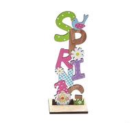 Carylozet Easter Wooden Table Sign - Bunny & Gnome Themed Tabletop Ornament with Spring Flowers and Carrots, Happy Easter Decor for Dining Table, Mantel, Entryway(B)