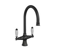 Carysil Thames Traditional Twin Lever Kitchen Mixer - Matt Black