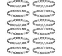 Carzyzhu 12PCS Tattoo Chokers Necklace Goth Choker Y2k 2000s Accessories for Women 90s Lace Choker Necklace Black Pink Green Blue White Adjustable Stretchy Elastic Necklace, mid, Acrylic, No Gemstone
