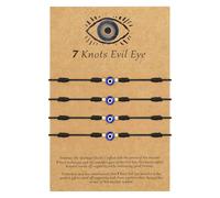 Carzyzhu Evil Eye 7 Knot Lucky Bracelets for Women Rakhi for Brother and Bhabhi Adjustable Red String Amulet for Women Men with Gold Bead, Protection Jewelry Hand Bracelet, One Size, Brass, no