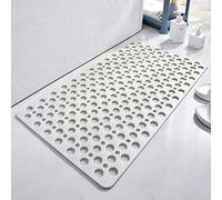 Casa and Beyond Shower Mat-Non-Slip Surface, Secure Shower Mat Non-Slip & Antibacterial, with Suction Cups and Drain Holes, Soft Design, Quick-Drying, Easy to Clean (White,34.6" × 15.7")