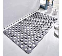 Casa and Beyond Shower Mat-Non-Slip Surface, Secure Shower Mat Non-Slip & Antibacterial, with Suction Cups and Drain Holes, Soft Design, Quick-Drying, Easy to Clean (Gray,34.6" × 15.7")