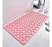 Casa and Beyond Shower Mat-Non-Slip Surface, Secure Shower Mat Non-Slip & Antibacterial, with Suction Cups and Drain Holes, Soft Design, Quick-Drying, Easy to Clean (Pink,27.6" × 14.9")