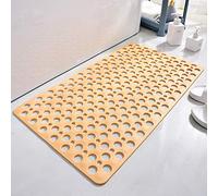 Casa and Beyond Shower Mat-Non-Slip Surface, Secure Shower Mat Non-Slip & Antibacterial, with Suction Cups and Drain Holes, Soft Design, Quick-Drying, Easy to Clean (Beige,29.5" × 16.9")