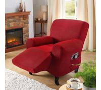 Casa Bonita Recliner Cover With Lever Cut-Out & Side Pocket - 4-Way Stretch Fit, Durable & Washable, Easy Slip-On Design - Wine