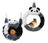 Casa Calda - Plush Toy 16 cm | Panda Shape Toys for Parakeets with Swing Hanging For, Winter Insulated, Daily Play, Comfortable Shelter | Aviary Cage Indoor