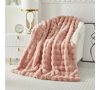 Casa Carina Fluffy Bubble Fleece Throw Blanket - Faux Fur Soft Warm Plush Cozy Blankets Thick 1000 GSM for Sofa-Large Bed Throws for Bedroom Couch Sofa Travel Kids Camping-Pink 100x160cm