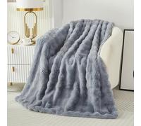 Casa Carina Fluffy Bubble Fleece Throw Blanket - Faux Fur Soft Warm Plush Cozy Blankets Thick 1000 GSM for Sofa-Large Bed Throws for Bedroom Couch Sofa Travel Kids Camping-Light Grey 130x160cm