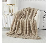 Casa Carina Fluffy Bubble Fleece Throw Blanket - Faux Fur Soft Warm Plush Cozy Blankets Thick 1000 GSM for Sofa-Large Bed Throws for Bedroom Couch Sofa Travel Kids Camping-Camel 100x160cm