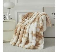 Casa Carina Fluffy Bubble Fleece Throw Blanket - Faux Fur Soft Warm Plush Cozy Blankets Thick 1000 GSM for Sofa-Large Bed Throws for Bedroom Couch Sofa Travel Kids Camping-Caramel 160x200cm