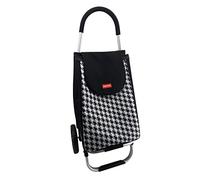 Casa&Casa Dogtooth Aluminium Shopping Trolley on Wheels | 55L Huge Capacity | Elegant and Foldable Shopping Cart for Groceries|2 Wheel| Thermal Liner | Bespoke Designs