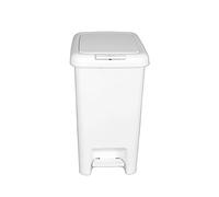 Casa&Casa Fairmont Pedal Bin - Modern 15L Trash Can for Kitchen, Bathroom, Bedroom, Office - Anti-Fingerprint, Durable Plastic, Rectangular Waste Bin - White