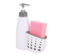 Casa & Casa Marini Soap Dispenser & Sponge Holder, Dishwashing Dispenser Pump Bottle with Holder for Kitchen & Bathroom, Kitchen Sink Organiser Caddy (White/Grey)
