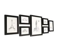 Casa Chic Set of 7 Picture Frames, Versatile Photo Frame, Standing/Wall Mounted Photo Frames For Home & Office, Vertical/Horizontal Display, Real Glass & Wood, Passepartout Poster Frame, Picture Frame