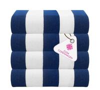 CASA COPENHAGEN Cabana Towel Designed in Denmark Rough and Tough, Quick Dry, Beach, Pool, Bath & Shower 30x60 inches 4 Pieces Cotton Beach Bath Towels Set - Royal Blue