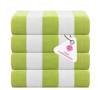 CASA COPENHAGEN Cabana Towel Designed in Denmark Rough and Tough, Quick Dry, Beach, Pool, Bath & Shower 30x60 inches 4 Pieces Cotton Beach Bath Towels Set - Green