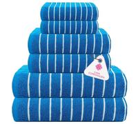 CASA COPENHAGEN Ecstatic 6-piece towel set, 600 GSM Electric Blue, 2 bath towels, 2 hand towels, 2 washcloths, designed in Denmark, made from soft Egyptian cotton, for bathroom, kitchen & shower.