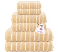 CASA COPENHAGEN Ecstatic 6-piece towel set - Beige, 600 gsm, 2 bath towels, 2 hand towels, 2 washcloths, soft Egyptian cotton, for bathroom, kitchen and shower