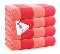 CASA COPENHAGEN Malibu beach towels, designed in Denmark, durable and hard-wearing, quick-drying, for pool, bath & shower, 76x152 cm, 4-piece cotton beach and bath towel set - Pink