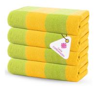 CASA COPENHAGEN Malibu beach towels, designed in Denmark, durable and hard-wearing, quick-drying, for pool, bath & shower, 76x152 cm, 4-piece cotton beach and bath towel set - Green