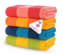 CASA COPENHAGEN Malibu beach towels, designed in Denmark, durable and hard-wearing, quick-drying, for pool, bath & shower, 76x152 cm, 4-piece cotton beach and bath towel set, multicolour