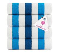 CASA COPENHAGEN Monaco Beach Towels, durable & long-lasting, quick-drying, for pool, bath & shower, 76 x 152 cm, 4-piece set of cotton beach towels - Navy Blue