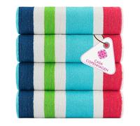 CASA COPENHAGEN Monaco Beach Towels, durable & long-lasting, quick-drying, for pool, bath & shower, 76 x 152 cm, 4-piece set of cotton beach towels - Rainbow Pink