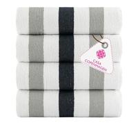 CASA COPENHAGEN Monaco Beach Towels, durable & long-lasting, quick-drying, for pool, bath & shower, 76 x 152 cm, 4-piece set of cotton beach towels -Charcoal Grey
