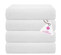 CASA COPENHAGEN Popcorn Textured 4-Piece Bath Towel Set - White, 550 g/m², 4-piece bath towels, cotton towels for rough and tough use, gift set for the bathroom